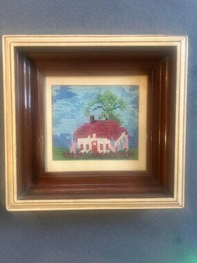 Framed Needlepoint Set – Mid-Century Textile Wall Décor